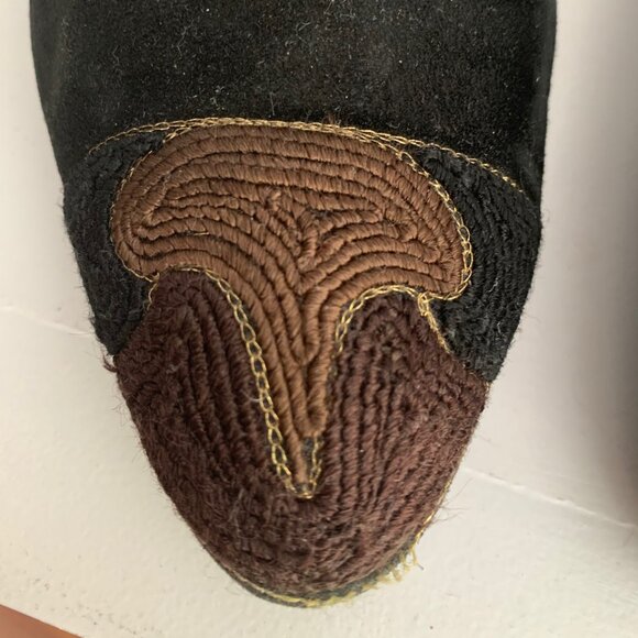 Vintage Black Suede Woven Detail Heels Size 7 - Picture 6 of 9